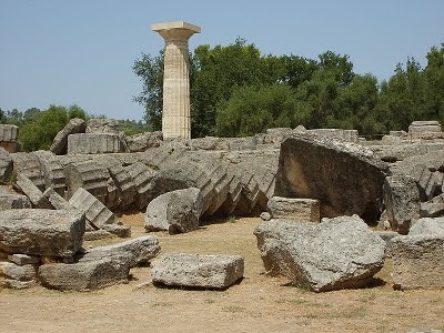 Ruins of the Temple of Zeus at Olympia.